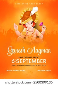 happy Ganesh Chaturthi aagman greetings. abstract vector illustration design. Banner, story design, poster.