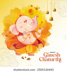 Happy Ganesh Chaturthi Hintergrund Design-Vorlage mit kreativen Lord Ganesha Illustration