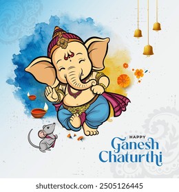 Happy Ganesh Chaturthi Background Design Template with Creative Lord Ganesha Illustration