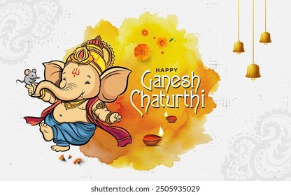 Happy Ganesh Chaturthi Hintergrund Design-Vorlage mit kreativen Lord Ganesha Illustration