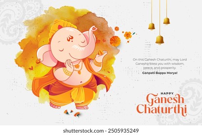 Happy Ganesh Chaturthi Background Design Template with Creative Lord Ganesha Illustration