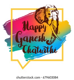 Happy Ganesh Chaturthi Celebration Banner With Elephent Head. Vector