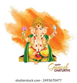 Happy ganesh chaturthi celebration greeting card with vector illustration