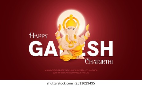 Happy ganesh chaturthi celebration vector. Lord Ganesh Mantra In Sanskrit. Translation: Oh Lord with a curved trunk and powerful body, whose aura is equivalent to the light..