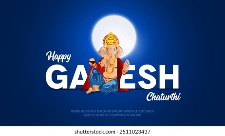 Happy ganesh chaturthi celebration vector. Lord Ganesh Mantra In Sanskrit. Translation: Oh Lord with a curved trunk and powerful body, whose aura is equivalent to the light..