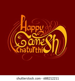 'Happy Ganesh Chaturthi' creative calligraphi for indian festival ganesh chaturthi