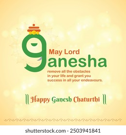 Happy Ganesh Chaturthi Creative typography Wishes. Social Media Post or Digital Marketing Post Vector Layered.