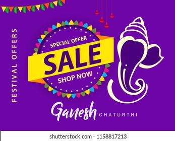 Happy Ganesh Chaturthi design, Vector Illustration.