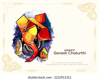 Happy Ganesh Chaturthi festival artistic religious background design vector