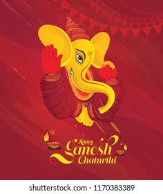Happy Ganesh Chaturthi Festival Background Template Design with Lord Ganesha Illustration Happy Ganesh Chaturthi Festival Background Template Design with Lord Ganesha Illustration
