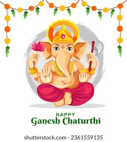 Happy Ganesh Chaturthi festival banner background template