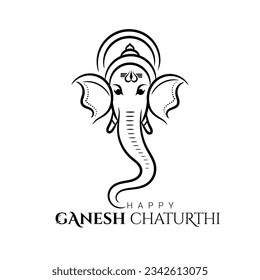Happy Ganesh Chaturthi Festival greeting with lord Ganesha face illustration 