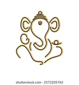 Happy Ganesh Chaturthi Festival greeting with lord Ganesha face illustration. Om or Aum Indian sacred sound. 
