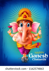 Happy Ganesh Chaturthi festival of India background with Lord Ganpati. Vector illustration