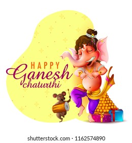 Happy Ganesh Chaturthi festival of India background with Lord Ganpati. Vector illustration