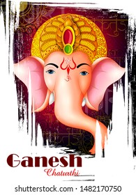 Happy Ganesh Chaturthi festival of India background with Lord Ganpati. Vector illustration