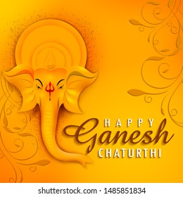 Happy Ganesh Chaturthi festival of India background with Lord Ganpati. Vector illustration
