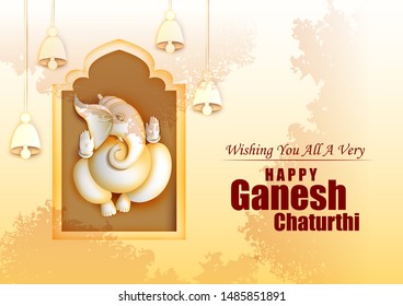 Happy Ganesh Chaturthi festival of India background with Lord Ganpati. Vector illustration