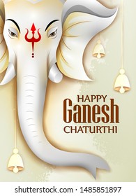Happy Ganesh Chaturthi festival of India background with Lord Ganpati. Vector illustration