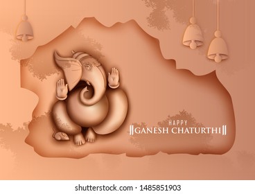 Happy Ganesh Chaturthi festival of India background with Lord Ganpati. Vector illustration
