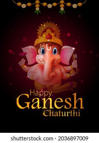 Happy Ganesh Chaturthi festival of India background with Lord Ganpati. Vector illustration