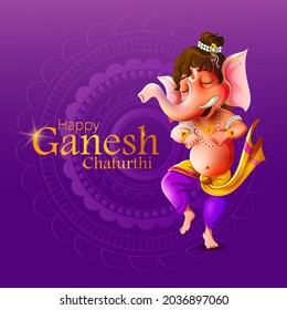Happy Ganesh Chaturthi festival of India background with Lord Ganpati. Vector illustration