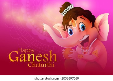 Happy Ganesh Chaturthi festival of India background with Lord Ganpati. Vector illustration