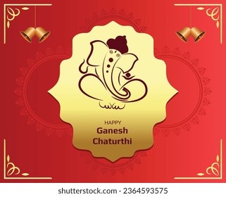 Happy Ganesh Chaturthi festival of India greeting card design