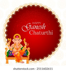 Happy Ganesh Chaturthi festival of India background with Lord Ganpati. Vector illustration