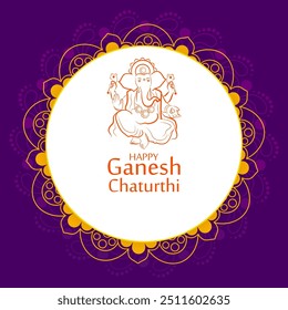 Happy Ganesh Chaturthi festival of India background with Lord Ganpati. Vector illustration