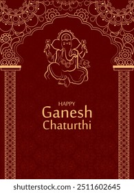 Happy Ganesh Chaturthi festival of India background with Lord Ganpati. Vector illustration