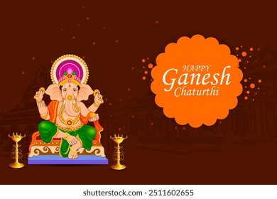 Happy Ganesh Chaturthi festival of India background with Lord Ganpati. Vector illustration