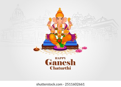 Feliz festival Ganesh Chaturthi da Índia, fundo com Lord Ganpati. Ilustração vetorial