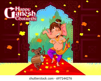 Happy Ganesh Chaturthi festival of India background with Lord Ganpati. Vector illustration