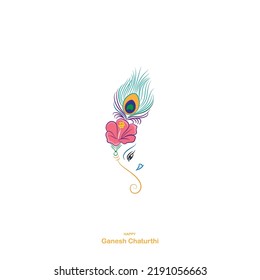 happy ganesh chaturthi festival line drawing colour vector illustration