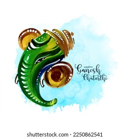 Happy Ganesh Chaturthi festival lord Ganesha face design card vector