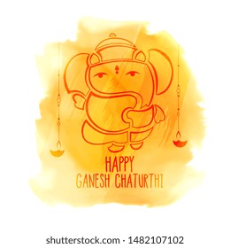 happy ganesh chaturthi festival watercolor background design