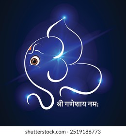 Happy Ganesh Chaturthi Greeting Background with writing Ganesh Chaturthi Hindi Text
