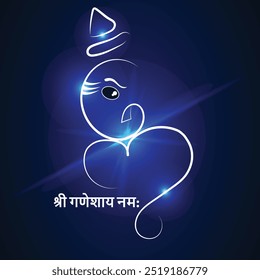 Happy Ganesh Chaturthi Greeting Background with writing Ganesh Chaturthi Hindi Text