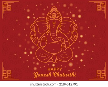 Happy Ganesh Chaturthi Greeting Card Mandala. Artistic Hindu Indian Worship Festival Graphic. Line Art Gradient Design Poster Vector Illustration. Social Media Post, Website, Banner, Invite, Promotion