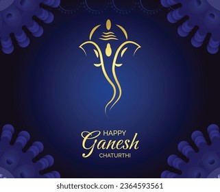 Happy Ganesh Chaturthi greeting card with ganesha