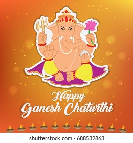 Happy Ganesh Chaturthi Greeting Card vector illustration. Also known as vinayagar chaturthi is a indian festival of lord ganesha.