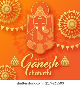 Happy Ganesh Chaturthi greetings festival vector illustration design.