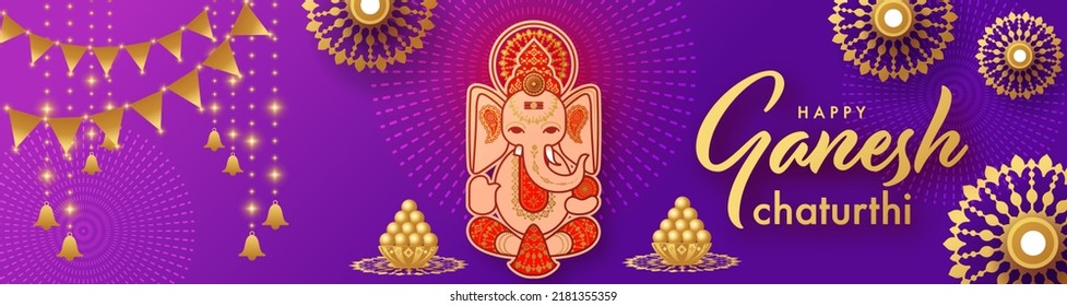 Happy Ganesh Chaturthi greetings festival vector illustration design.