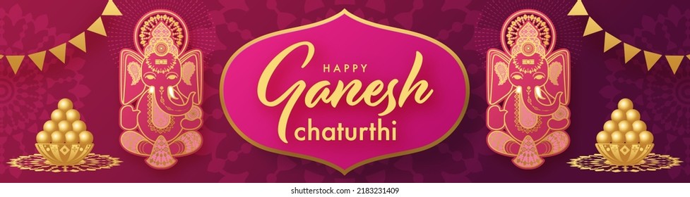 Happy Ganesh Chaturthi greetings festival vector illustration design.