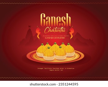 Happy Ganesh Chaturthi greetings. Illustration of lord Ganesh for Ganesh Chaturthi celebration in Maharashtra.