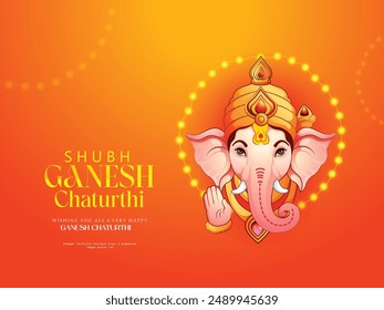 Glückliche Ganesh Chaturthi Grüße. Illustration von Lord Ganesh zur Ganesh Chaturthi-Feier in Maharashtra.