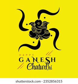 feliz ganesh chaturthi saludos con lord ganesha y símbolo de esvástica