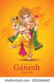 Happy Ganesh Chaturthi Greetings. Vector Illustration Design.