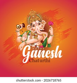 Happy Ganesh Chaturthi Greetings. Vector Illustration Design.